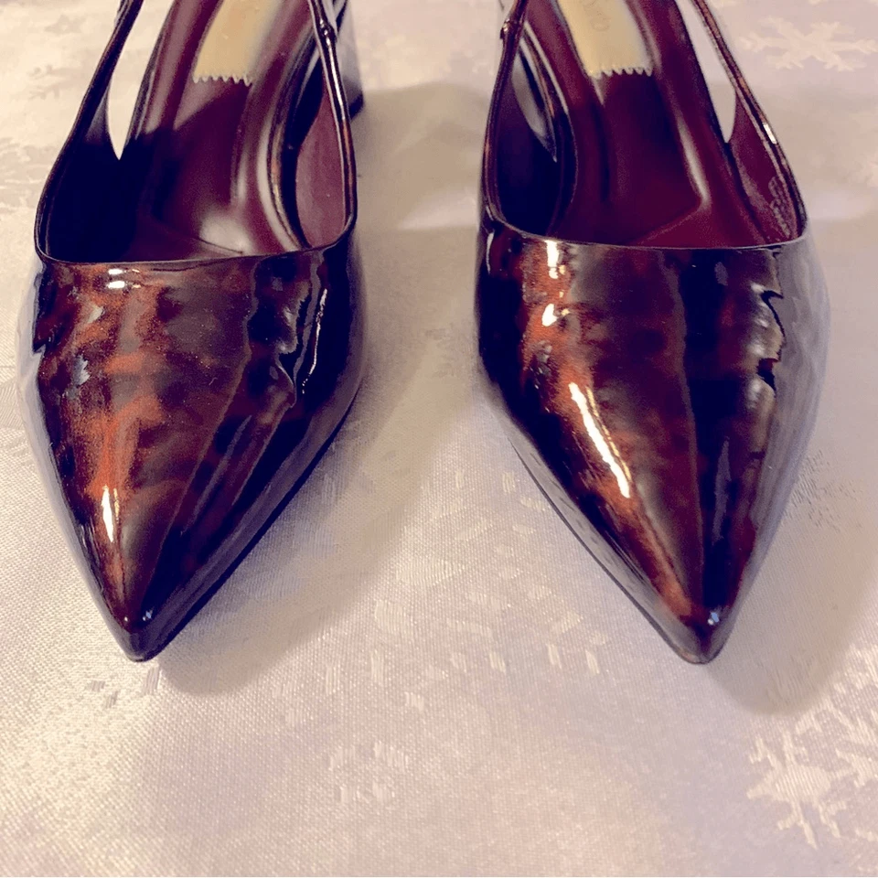 Zapatos de salón Franco Sarto con cordones estampado animal charol tacón bloque talla 6 nuevos sin etiquetas Foto 3 de 4