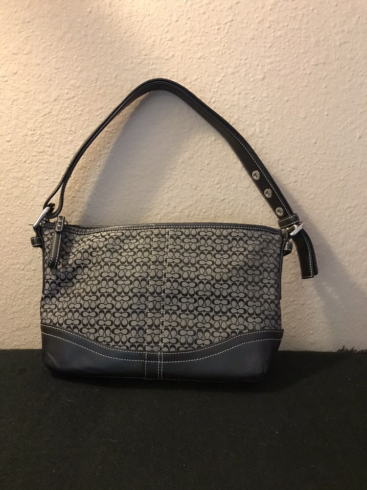 Coach Signature Jacquard Handbag Pre owned Barley Used In Great Shape