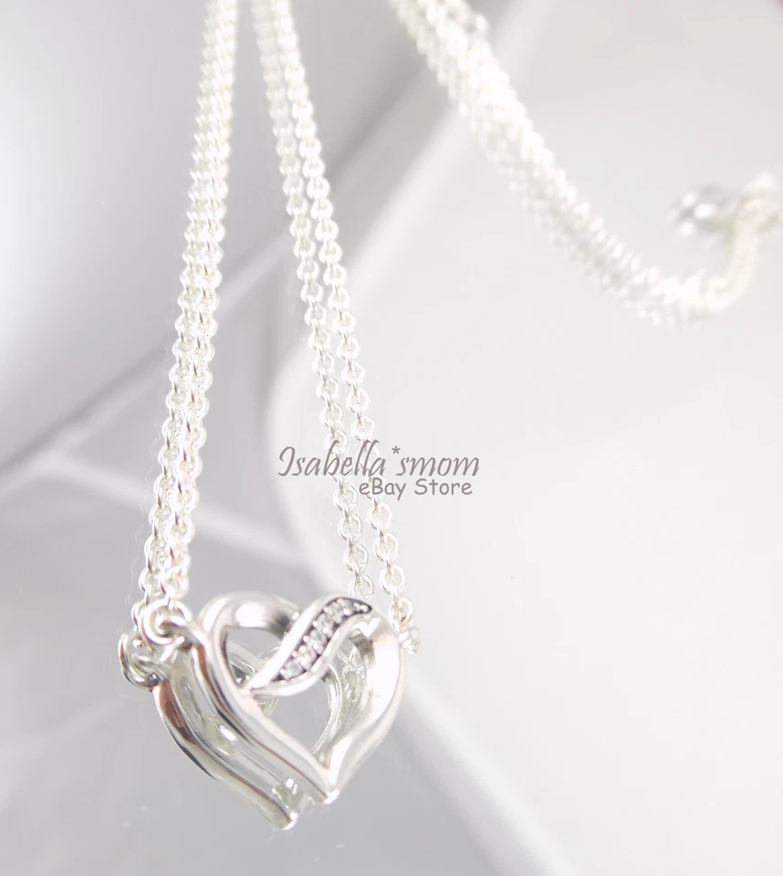 Nastri Di Love Autentico PANDORA Argento/Cz Valentine Cuore Ciondolo ~ Nuovo - Immagine 3 di 4