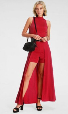 NEU: 2-in-1 JUMPSUIT OVERALL mit MAXI-ROCK 36 38 40 42 MELROSE rot *74711607