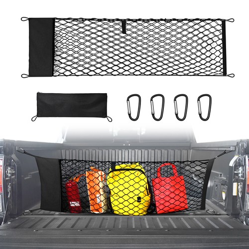 Muslogy Rete da carico per letto camion compatibile con Dodge Ram 1500 2019-2025 Accessori Rete portaoggetti per letto, organizer per pickup, camion, letto, busta, con moschettoni resistenti, 10 pezzi