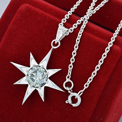 Beautiful 2.05 Ct Certified White Diamond Star Pendant ! FREE Diamond studs!