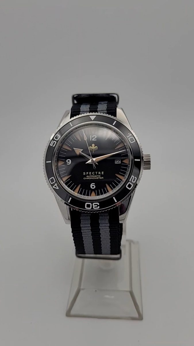Custom James Bond SPECTRE Black Divers Watch Citizen Miyota 8215