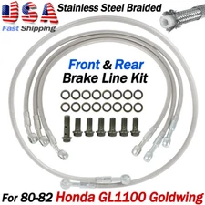 For Honda GL1100 Goldwing 1980 1981 1982 Front Rear Brake Line Kit Steel Braided