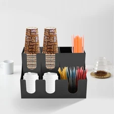 Cup Lid Dispensers Holder Acrylic Coffee Caddy Rack Anti-slip Tea Condiment Rack