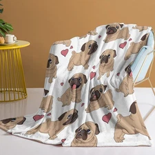 Cute Pug Throw Blanket Animal Print Blanket Soft Cozy Blanket for Sofa Bed Gift