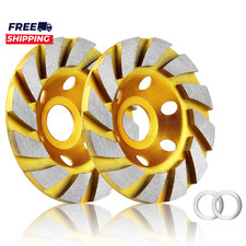 2Pcs 4 Inch Concrete Stone Ceramic Turbo Diamond Grinding Cup Wheel 12 Segs