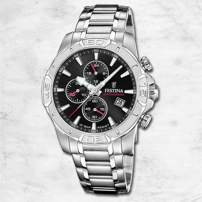 Festina Herrenuhr Timeless Chronograph Armbanduhr Edelstahl silber UF20704/3