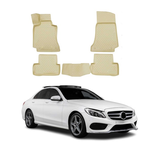 Omac Gummimatten FußMatten FüR Mercedes C Klasse W205 2014-2021 Tpe Beige 4X-image