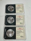 Lot of 3 2001 American Silver Eagle 1 Troy Oz .999 Fine Silver Coins