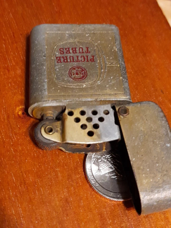Vtg Flip Top Lighter Silvertone For Repair Storm Master RCA Picture Tubes H50 - Image 4 of 4