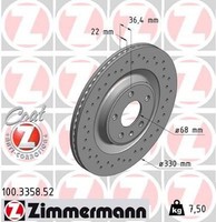 2X Bremsscheibe Zimmermann 100.3358.52 2 Bremsscheiben Hinterachse Hinten