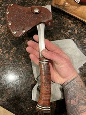Vintage Estwing 14A Hatchet Ax Tooled Leather Sheath Made In USA