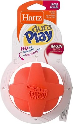 4 Pack Hartz DuraPlay Dog Toy Ball, Large, Assorted Colors, Bacon Scented