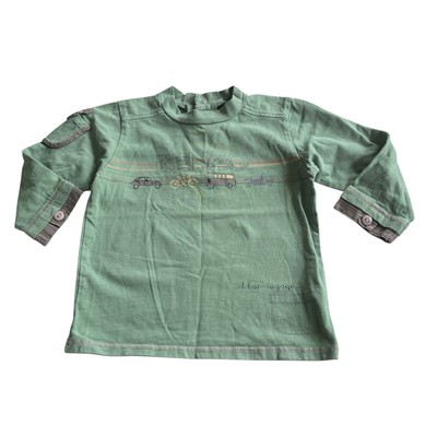Kenzo Kids Green Crew Neck Shirt Automobiles Cars Bike Size 2A/86