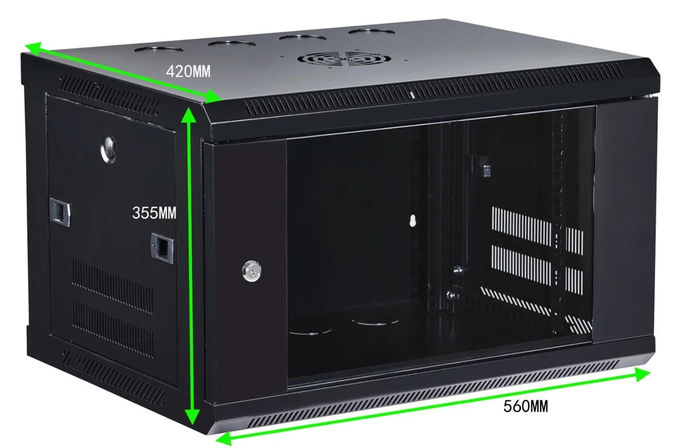 Server Cabinet 19" 6U Rack Wall Mount 16.5" Deep with Key Lock Fan Data Network - Image 3 of 4