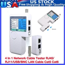 4 In 1 Multi Function Network Cable Tester RJ45/RJ11/USB/BNC LAN Cable Cat5 Cat6