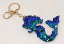 Mermaid Sequin Keychain Flip Color Blue Teal Purple Magic Scales 6"