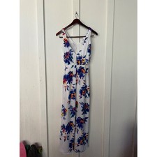 Show Me Your Mumu Floral Maxi Dress White Blue Purple V-Neck Sleeveless Small