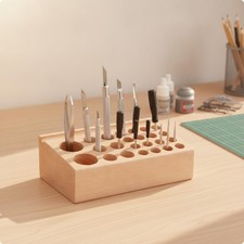 Buchenholz-Organizer mit Bohrungen Stabil Stiftehalter aus Holz Flach