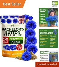 6000 Bachelor Button Seeds - Vibrant Blue Blooms for Wildflower Gardens