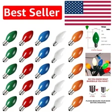 Chic 25-Pack Multicolor C7 Bulbs - 5W Ceramic for Indoor and Outdoor Festivities