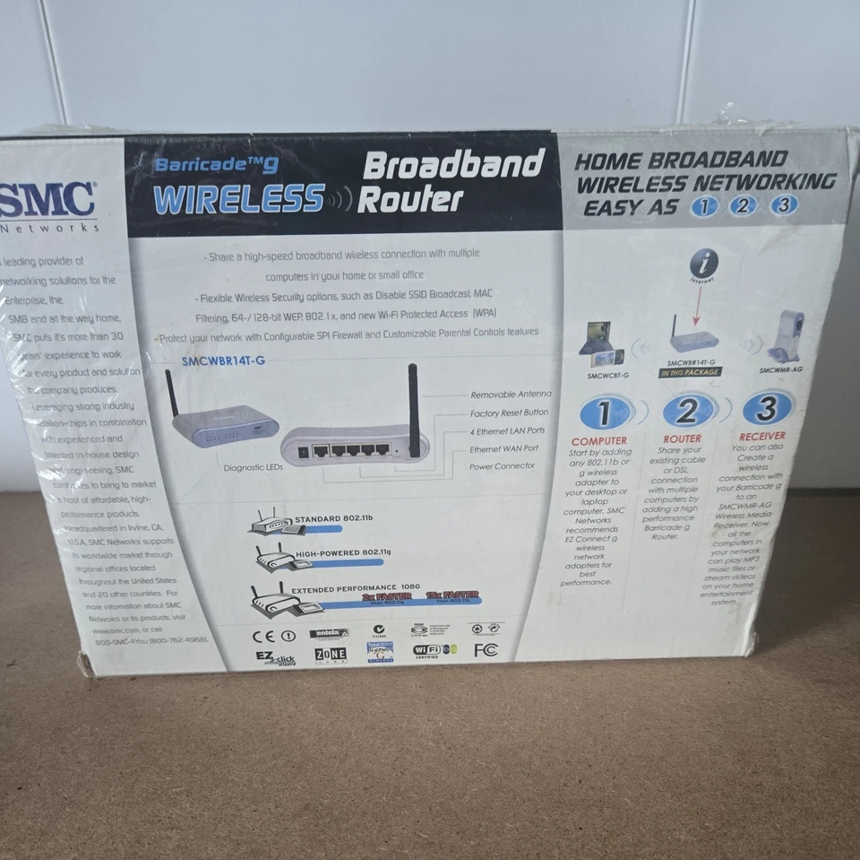 Broadband Router SMC SMCWBR14-G2 Barricade G 802.11g,108 Mbps Wireless Cable/DSL - Image 3 of 4