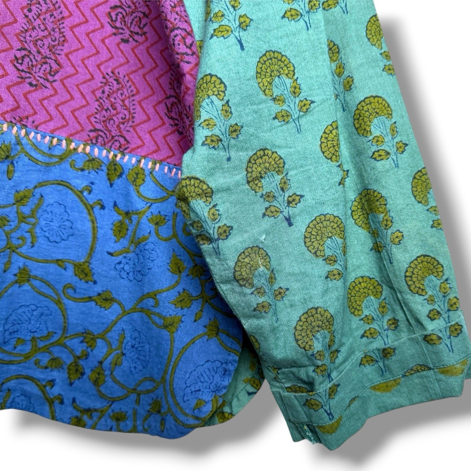 Patchwork Block Print Tunic Womens PL Artisan Hip… - image 12