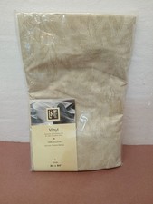 Linens N Things Vinyl Tablecloth Oval 60x84 Beige Leaf Pattern Flannel Back NEW