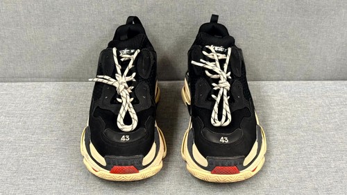 US Size 10 (EUR 43) Balenciaga Triple S Sneakers Black White & Red