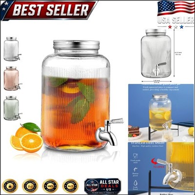 Versatile 4 Liter Beverage Dispenser with  Glass and Stainless Steel Tap