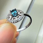 925 Sterling Silver Ring 5x3mm Natural London Blue Topaz Gemstone Zircon Flower — photo 8