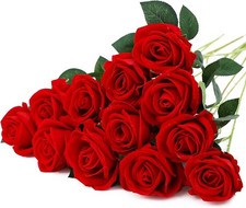 20 Red Silk Roses Artificial Flowers Realistic Bouquet Home Decor Xmas Gifts