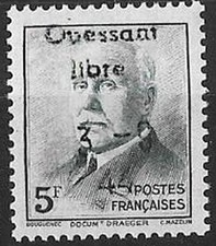 LIBERATION...RRR..OUESSANT...5f**vert gravé..Sge sur 4 lignes .Signé P MAYER