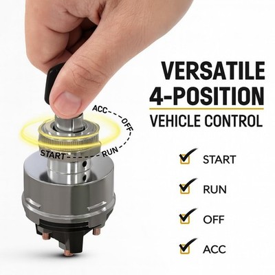 MGI SpeedWare 4-Position Universal Ignition Key Switch for 12V Car