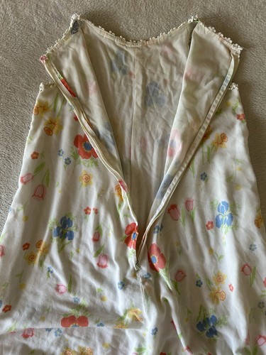 Vintage 70s Floral Maxi Dress Cottagecore Prairie Daisy Trim A Line White Boho, $68 - Photo 9