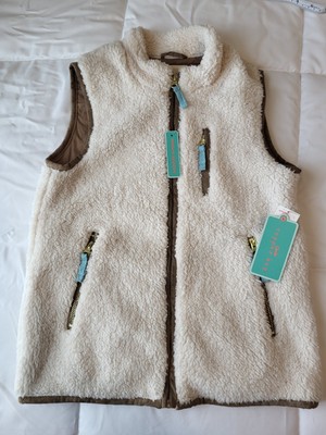 Girls Copper Key Sherpa Vest Faux Fur Ivory Vest Pockets Sz 10/12