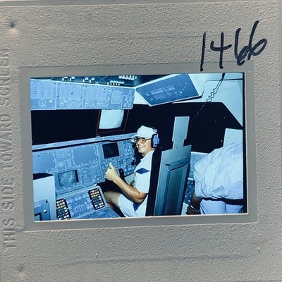 Space Shuttle Cockpit Pilot Thumbs Up 35mm Slide NASA Aerospace Vintage Photo