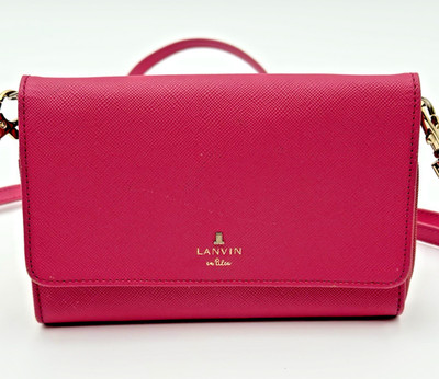 LANVIN Shoulder Bag Leather Pink leather wallet 2 way crossbody wristlet