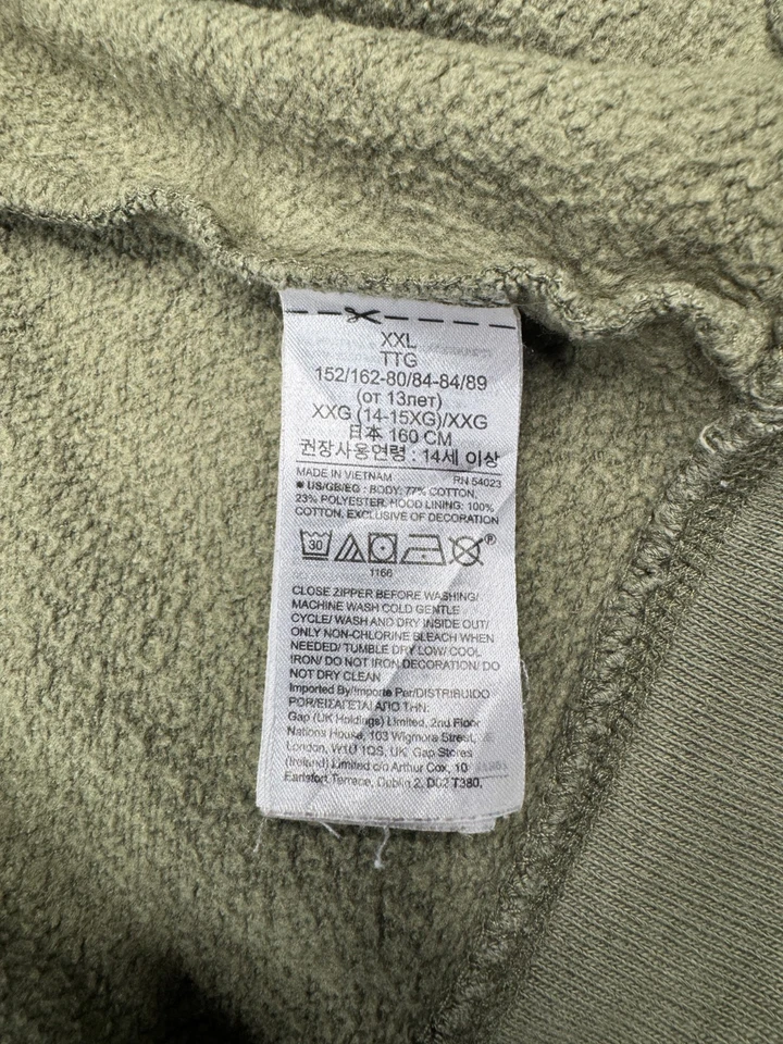 GAP Niños XXL Verde Oliva Cremallera Sudadera con Capucha Estrellas Brillo Logo 14-16 Niñas Sudadera Foto 4 de 4