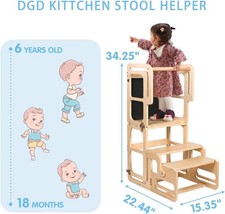 Montessori Foldable Kitchen Helper Tower w/ Chalkboard - Toddler