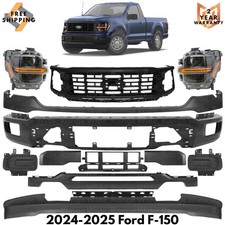 Front Bumper Face Bar Primed Steel & Grille Kit For 2024-2025 Ford F-150