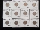 12 Circulated G Buffalo Nickels 1919 to 1934