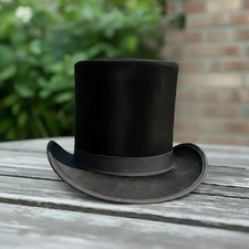 Handmade Black Victorian Top Hat Steampunk Gothic Felt Costume Cosplay Wedding