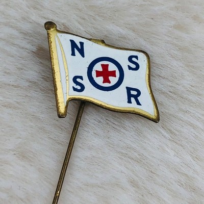 Vtg Norwegian Society for Sea Rescue NSSR Member Flag Stick Lapel Pin