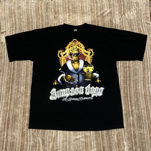 Vintage Y2K Homer Simpson Snoop Dogg 2XL Herren T-Shirt schwarz "Simpson Dogg"