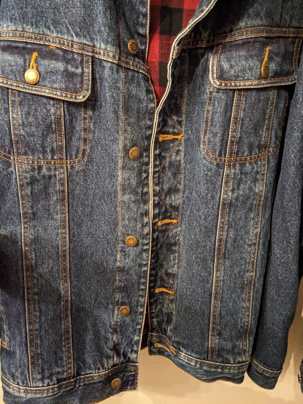 WRANGLER RUGGED WEAR Flannel Lined Dark Denim Trucker Jacket Men's 4XL