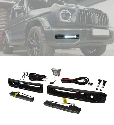 G Wagon Carbon Fiber Front Bumper Inserts w LED made for G-Class G63 W463A 2019+