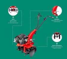 Motozappa EUROSYSTEMS Z3 con RETROMARCIA - motore RATO 4T 125 cc - Made in Italy