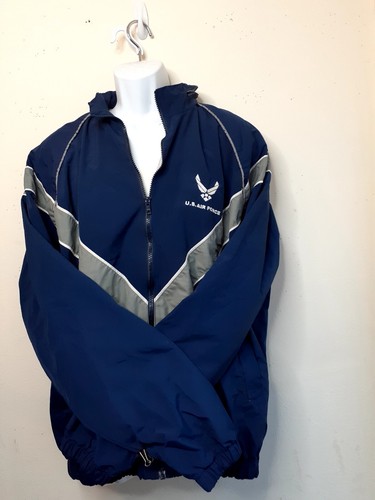 US Air Force Skilcraft Mens Jacket Windbreaker Blue Gray X-Large Hood Vtg 80's - Picture 6 of 8